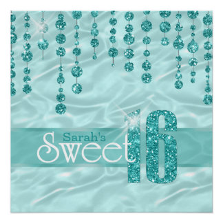 Satin Jewel Sweet Sixteen Teal ID260 Poster
