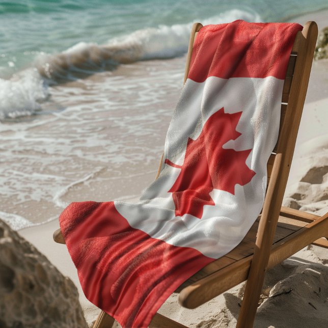 Satin Look Canadian Flag Beach Towel (Creator Uploaded)