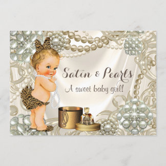 Satin Pearl Girly Baby Girl Shower Invitation