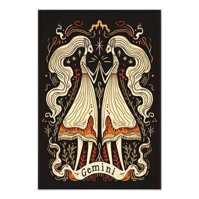 Satin Photo Paper Gemini Celestial Zodiac Print (Front)