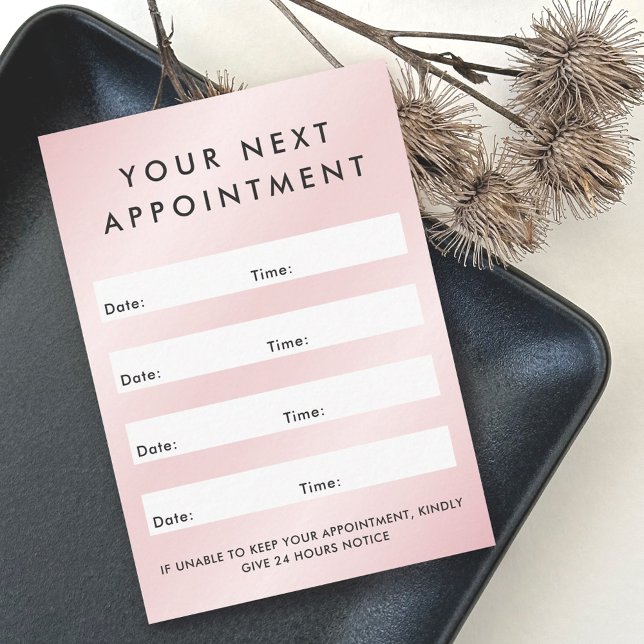 Satin pink custom logo vertical appointment card (Creator Uploaded)