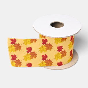Satin Ribbon-Autumn Leaves Ribbon