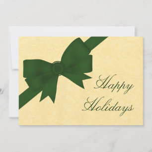Satin Ribbon & Bow Holiday Party Invite, Green Invitation