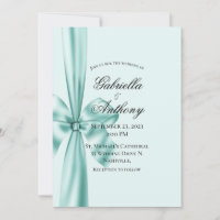 Satin Ribbon Green Wedding Invitation 