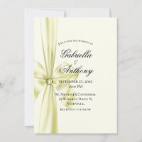 Satin Ribbon Yellow Wedding Invitation