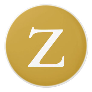 Satin Sheen Gold Monogrammed Ceramic Knob