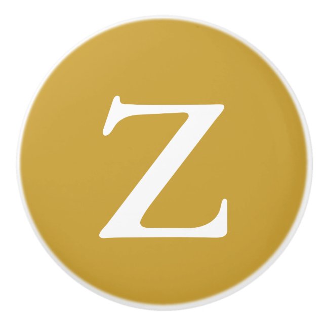 Satin Sheen Gold Monogrammed Ceramic Knob (Front)