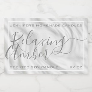 Satin Silver Grey Calligraphy Text Signature Chic Food Label