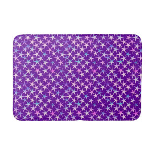 Satin stars, lavender on purple bath mat