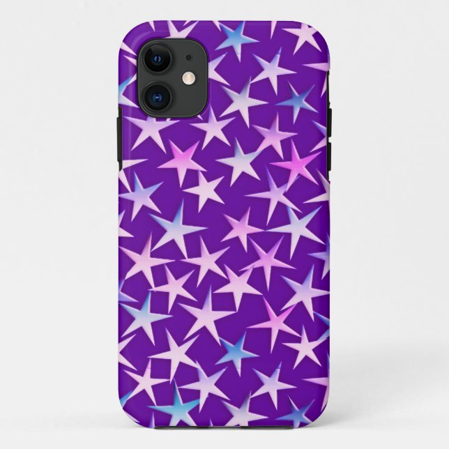 Satin stars, lavender on purple Case-Mate iPhone case (Back)