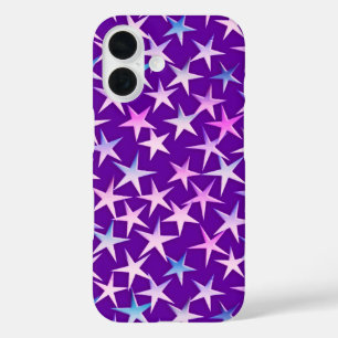 Satin stars, lavender on purple iPhone 16 case