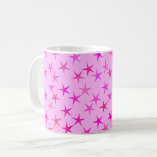 Satin stars, orchid on pale pink coffee mug