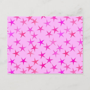 Satin stars, orchid on pale pink postcard