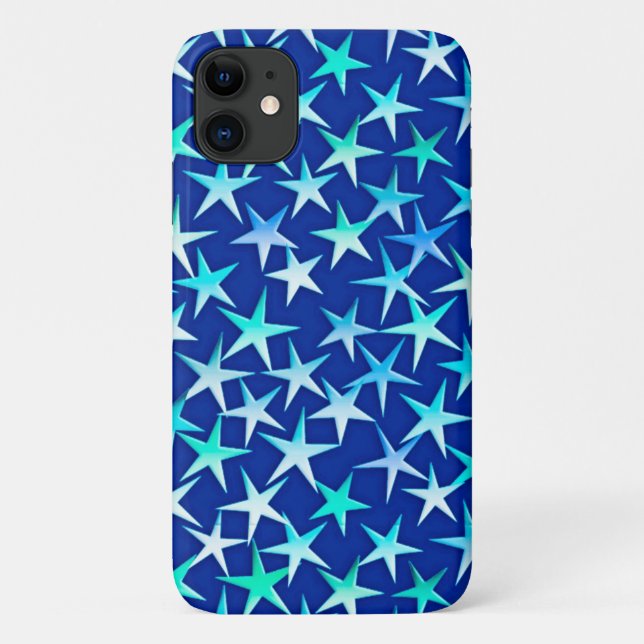 Satin stars, pale blue on cobalt Case-Mate iPhone case (Back)