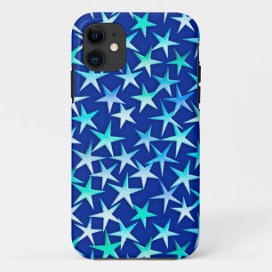 Satin stars, pale blue on cobalt Case-Mate iPhone case