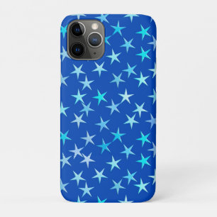 Satin stars, pale blue on cobalt iPhone 11 pro case