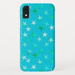 Satin stars, pale green and blue on turquoise Case-Mate iPhone case