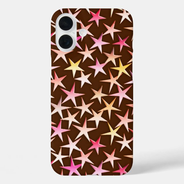 Satin stars, pink on chocolate Case-Mate iPhone case (Back)