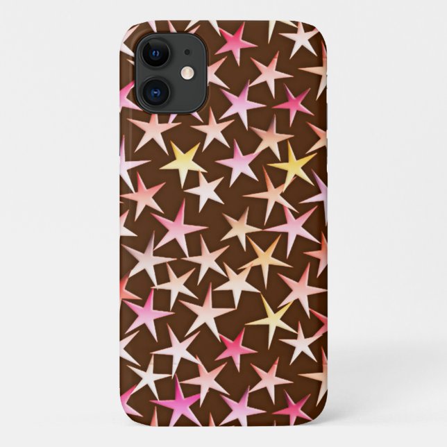 Satin stars, pink on chocolate Case-Mate iPhone case (Back)