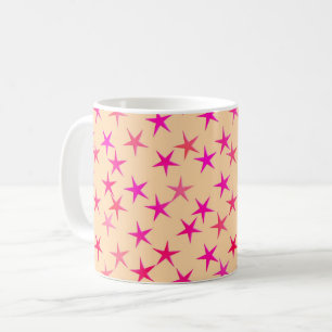 Satin stars, shades of pink on peach coffee mug