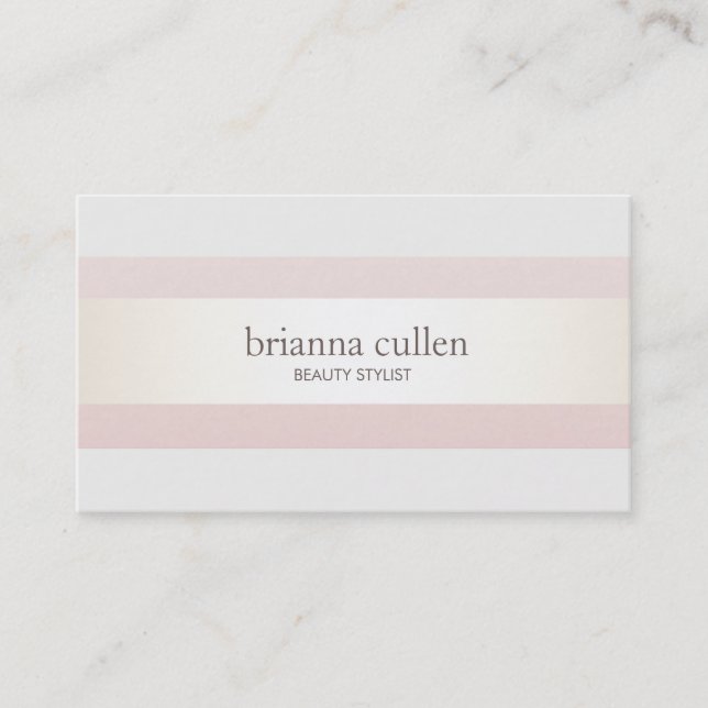 Satin Striped Blush Pink Beauty Salon and Spa Business Card (Front)