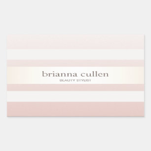 Satin Striped Blush Pink Beauty Salon and Spa Rectangular Sticker