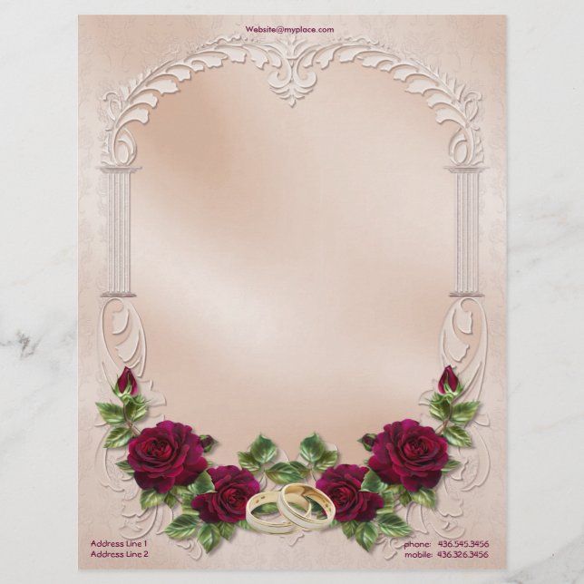 Satin Wedding In Pink -  Customise Letterhead (Front)