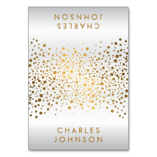 Satin White and Gold Confetti Dots   Place Cards