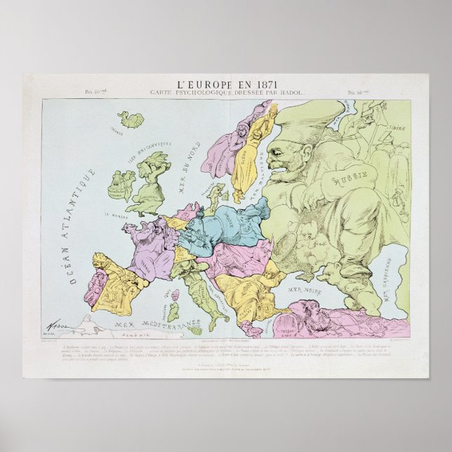 Satirical Map of Europe | 1871 Poster (Front)