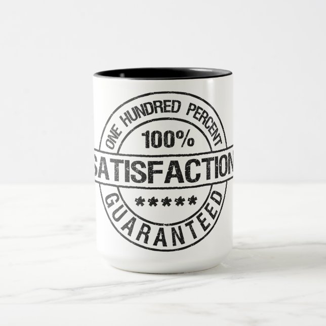 SATISFACTION GUARANTEED mug - choose style, colour (Center)