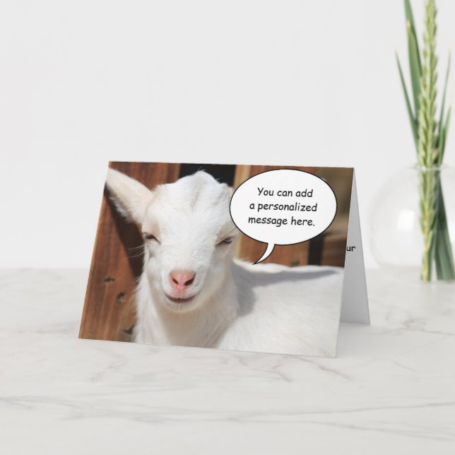 Satisfied Goat Greeting Card (Front)