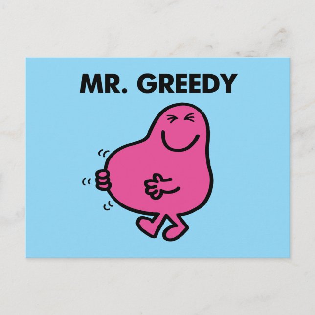 Satisfied Mr. Greedy Postcard (Front)