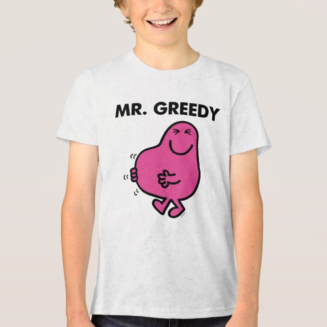 Satisfied Mr. Greedy Tri-Blend Shirt (Front)