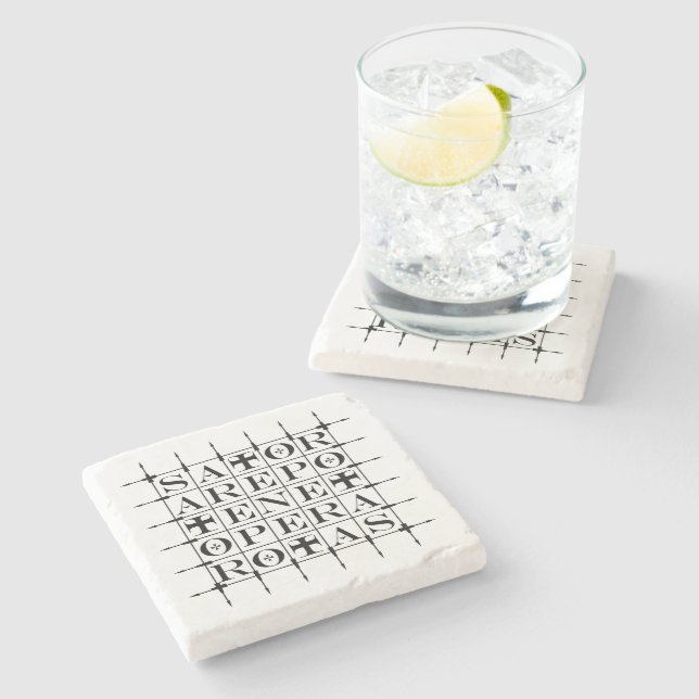 SATOR Square [BLACK] Stone Coaster (Side)