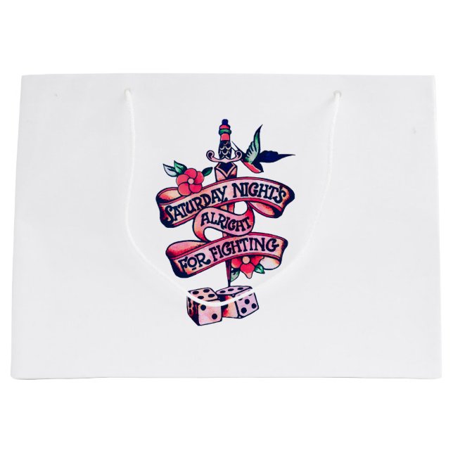 Saturday Night's Alright For Fighting  Large Gift Bag (Front)