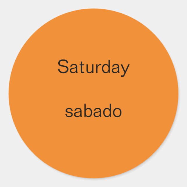 Saturday sabado English to Spanish Stickers (Front)