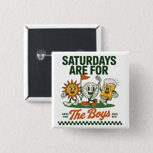 Saturdays Are For The Boys Golf Retro Golfing 15 Cm Square Badge