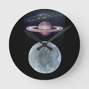 Saturn and Enceladus Round Clock