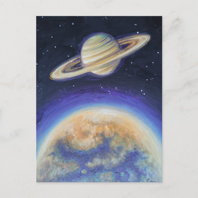 Saturn and Titan   Postcard (Front)