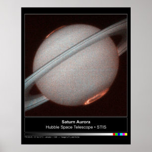 Saturn Aurora Hubble Telescope Photo Poster