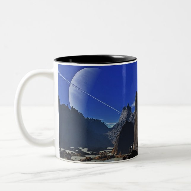 saturn from afar Two-Tone coffee mug (Left)