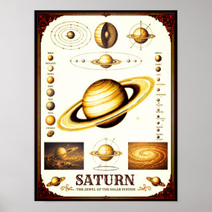 Saturn & Its Moons Astronomy Chart