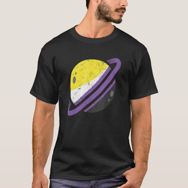 Saturn Nonbinary Flag Lgbt Equality Agender Non Bi T-Shirt (Front)