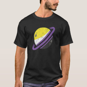 Saturn Nonbinary Flag Lgbt Equality Agender Non Bi T-Shirt