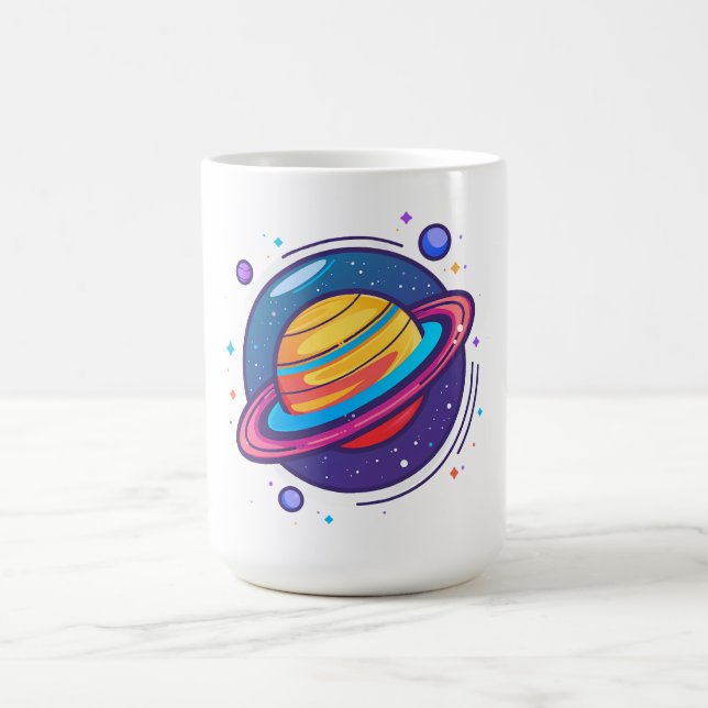 Saturn Planet Coffee Mug – Cosmic Design for Space (Center)