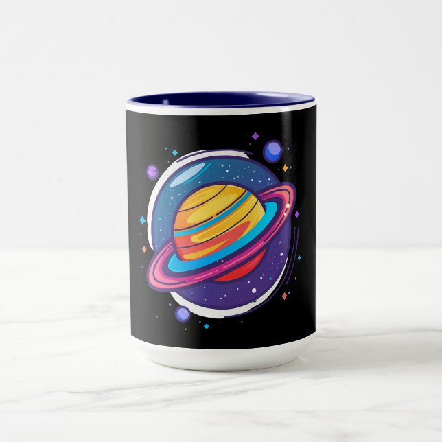 Saturn Planet Coffee Mug – Cosmic Design for Space (Center)