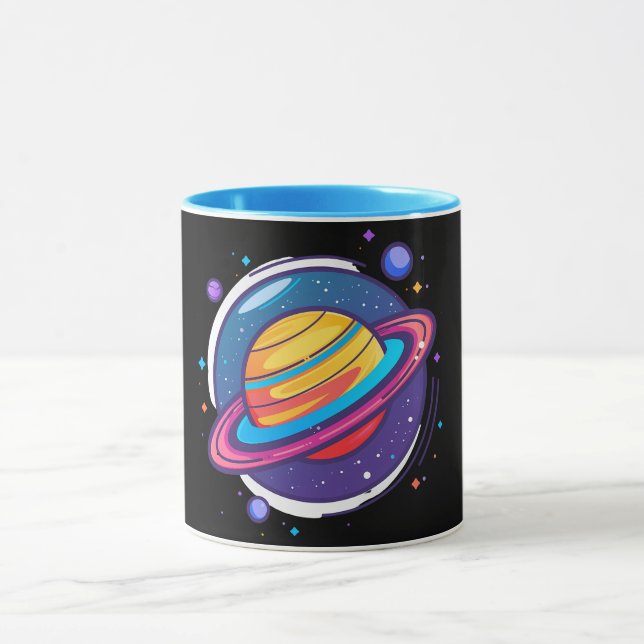 Saturn Planet Coffee Mug – Cosmic Design for Space (Center)