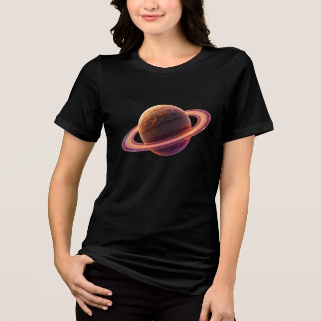 Saturn planet design Tri-Blend shirt (Front)