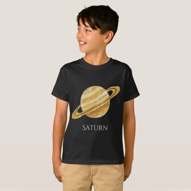 Saturn Planet Watercolor Kid's T T-Shirt (Front Full)