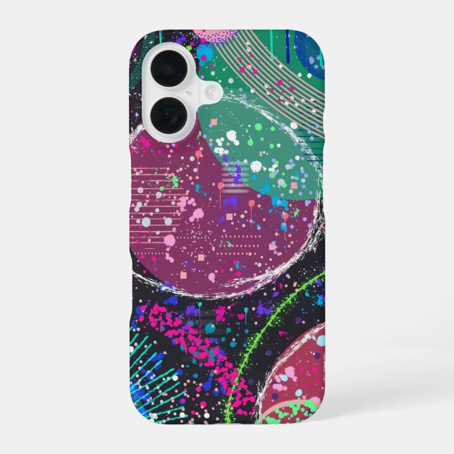 Saturn’s Rings: Maximalist Abstract Art  iPhone 16 Case (Back)
